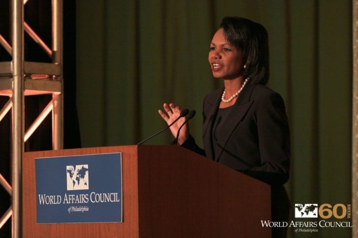 USAs tidligere utenriksminister Condoleezza Rice mener 11. september førte Israel og USA enda tettere sammen. (Foto: World Affairs Council of Philadelphia) USAs tidligere utenriksminister Condoleezza Rice mener 11. september førte Israel og USA enda tettere sammen. (Foto: World Affairs Council of Philadelphia)