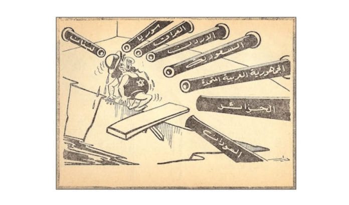 Beirut-avisen Al Jarida gjorde det klart hva som var arabernes mål med Seksdagerskrigen allerede 31. mai 1967, seks dager før krigsutbruddet. Beirut-avisen Al Jarida gjorde det klart hva som var arabernes mål med Seksdagerskrigen allerede 31. mai 1967, seks dager før krigsutbruddet.