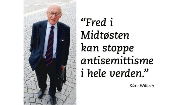 Kåre Willoch holder Israel og/ eller Israels påståtte mangel på fredsvilje ansvarlig for antisemittisme over hele verden. (Foto: Høyre) Kåre Willoch holder Israel og/ eller Israels påståtte mangel på fredsvilje ansvarlig for antisemittisme over hele verden. (Foto: Høyre)