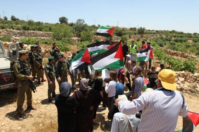 Palestinske demonstranter og IDF-soldater i Beit Ommar, juni 2011. (Illustrasjon: PSP Photos, flickr.com) Palestinske demonstranter og IDF-soldater i Beit Ommar, juni 2011. (Illustrasjon: PSP Photos, flickr.com)