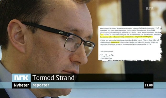 NRK-journalist Tormod Strand fortsetter å grave i saken om PAs lønn til terrorister. Torsdag 21. mars kommenterte utenriksminister Espen Barth Eide saken. Innfelt er brevet som utenriksministeren har sendt til Stortingets kontrollkomité. NRK-journalist Tormod Strand fortsetter å grave i saken om PAs lønn til terrorister. Torsdag 21. mars kommenterte utenriksminister Espen Barth Eide saken. Innfelt er brevet som utenriksministeren har sendt til Stortingets kontrollkomité.