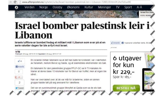 Aftenpostens første overskrift lød slik: Aftenpostens første overskrift lød slik: