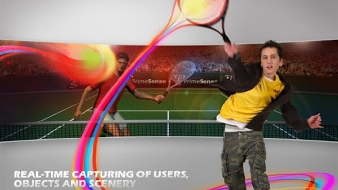 En Xbox-bruker spiller tennis ved hjelp av 3D-bevegelsesgjenningsteknologien i Microsoft Kinect, utviklet av israelske PrimeSense. (Illustrasjon: PrimeSense) En Xbox-bruker spiller tennis ved hjelp av 3D-bevegelsesgjenningsteknologien i Microsoft Kinect, utviklet av israelske PrimeSense. (Illustrasjon: PrimeSense)