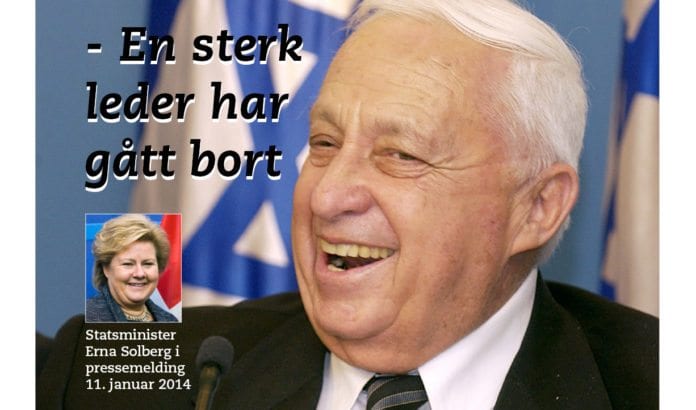- Ariel Sharon har vært en sentral skikkelse i sitt land i flere tiår. I dag har en sterk leder gått bort og mine tanker går i dag også til Sharons familie, skrev statsminister Erna Solberg i en pressemelding 11. januar 2014. - Ariel Sharon har vært en sentral skikkelse i sitt land i flere tiår. I dag har en sterk leder gått bort og mine tanker går i dag også til Sharons familie, skrev statsminister Erna Solberg i en pressemelding 11. januar 2014.