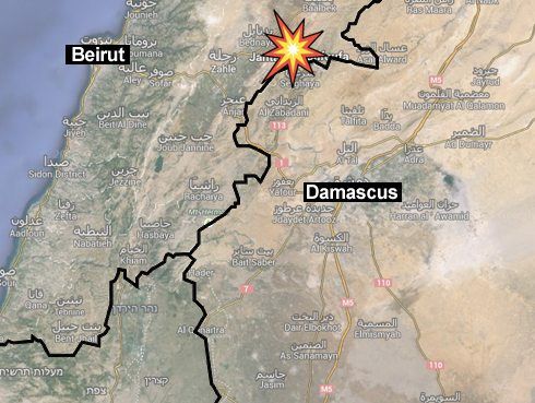 Våpenkonvoien ble stanset i dette grenseområdet mellom Syria og Libanon. (Kart: Google Maps, via Yedioth Aharonoth) Våpenkonvoien ble stanset i dette grenseområdet mellom Syria og Libanon. (Kart: Google Maps, via Yedioth Aharonoth)