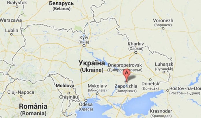I den ukrainske byen Zaporizhia ble det natt til mandag kastet brannbomber mot en synagoge. Kart: Google Maps. I den ukrainske byen Zaporizhia ble det natt til mandag kastet brannbomber mot en synagoge. Kart: Google Maps.