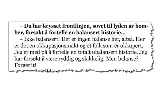 NRKs tidligere Midtøsten-korrespondent Odd Karsten Tveit til VG Helg 12. april 2014. (Faksmile VG Helg) NRKs tidligere Midtøsten-korrespondent Odd Karsten Tveit til VG Helg 12. april 2014. (Faksmile VG Helg)