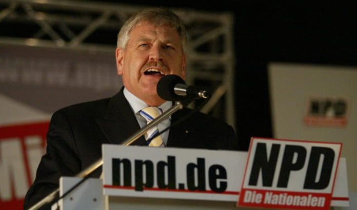 Den nynazistiske politikeren Udo Voigt ble valgt inn til Europaparlamentet for Tyskland. (Foto: Wikimedia Commons.) Den nynazistiske politikeren Udo Voigt ble valgt inn til Europaparlamentet for Tyskland. (Foto: Wikimedia Commons.)
