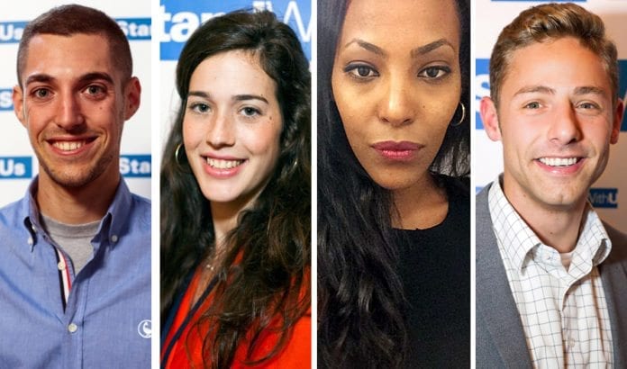 Fra venstre: Guy Leibovich, Ilana Sherrington-Hoffman, Efrat Shenkor og Ido Cohen holder foredrag i åtte av MIFFs lokalforeninger fra mandag 23. mars. (Foto: Stand With Us) Fra venstre: Guy Leibovich, Ilana Sherrington-Hoffman, Efrat Shenkor og Ido Cohen holder foredrag i åtte av MIFFs lokalforeninger fra mandag 23. mars. (Foto: Stand With Us)