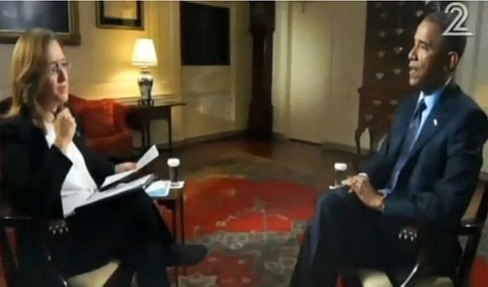USAs president Barack Obama intervjues av Channel 2. (Foto: Skjermdump fra Channel 2 via Times of Israel) USAs president Barack Obama intervjues av Channel 2. (Foto: Skjermdump fra Channel 2 via Times of Israel)