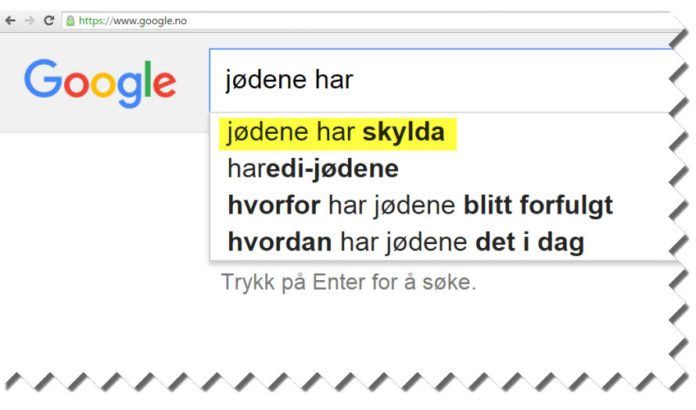 Skjermdump fra www.google.no 21. september 2015. Googles søkeforslag Skjermdump fra www.google.no 21. september 2015. Googles søkeforslag