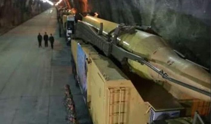 Underjordisk missil-lager på hemmelig sted i Iran. (Foto: Skjermdump fra Press TV via Times of Israel)