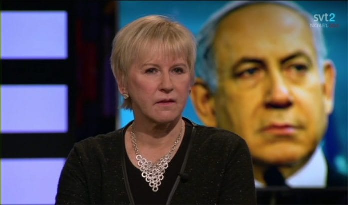 Sveriges utenriksminister Margot Wallström vekker sterke reaksjoner i Israel med sine uttalelser. (Foto: Skjermdump fra SVT-programmet Agenda) Sveriges utenriksminister Margot Wallström vekker sterke reaksjoner i Israel med sine uttalelser. (Foto: Skjermdump fra SVT-programmet Agenda)