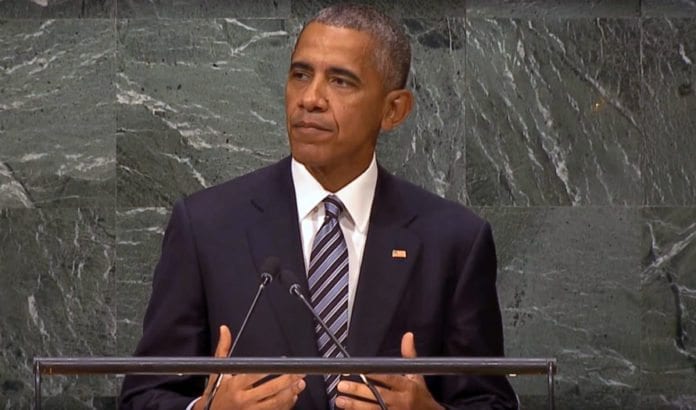 USAs president Barack Obama talte til FNs generalforsamling 20. september 2016. (Foto: Skjermdump fra YouTube) USAs president Barack Obama talte til FNs generalforsamling 20. september 2016. (Foto: Skjermdump fra YouTube)