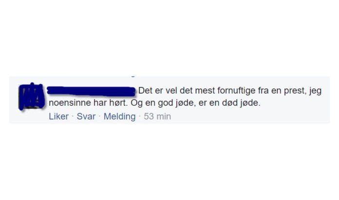 Skjermdump av kommentar på MIFFs Facebook-side 16. januar 2017. Kommentaren ble skrevet av en godt voksen norsk mann fra Finnmark. Skjermdump av kommentar på MIFFs Facebook-side 16. januar 2017. Kommentaren ble skrevet av en godt voksen norsk mann fra Finnmark.