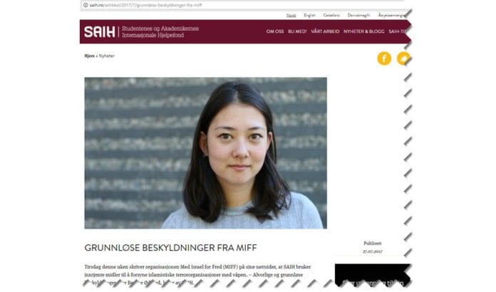Beathe Øgård, leder av SAIH, rykker ut med svar på MIFFs kritikk, men dikter opp beskyldninger som MIFF aldri har kommet med. (Skjermdump fra saih.no) Beathe Øgård, leder av SAIH, rykker ut med svar på MIFFs kritikk, men dikter opp beskyldninger som MIFF aldri har kommet med. (Skjermdump fra saih.no)
