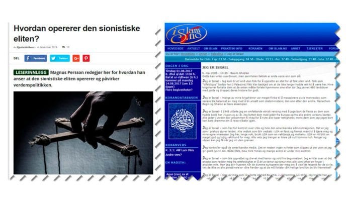 Tankegodset til norske nynazister og norske islamister om jøder er det samme. (Skjermdump fra frihetskamp.net og islam.no) Tankegodset til norske nynazister og norske islamister om jøder er det samme. (Skjermdump fra frihetskamp.net og islam.no)