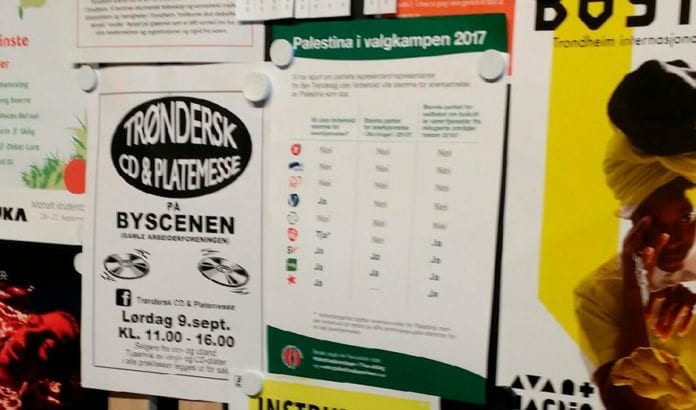 Denne plakaten hang i Trondheim bibliotek da lokalene ble brukt til forhåndsstemming fredag 8. september 2017. (Foto: Rebekka Herberger Rødner) Denne plakaten hang i Trondheim bibliotek da lokalene ble brukt til forhåndsstemming fredag 8. september 2017. (Foto: Rebekka Herberger Rødner)