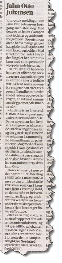 Faksmile fra Aftenposten 9. januar 2018.