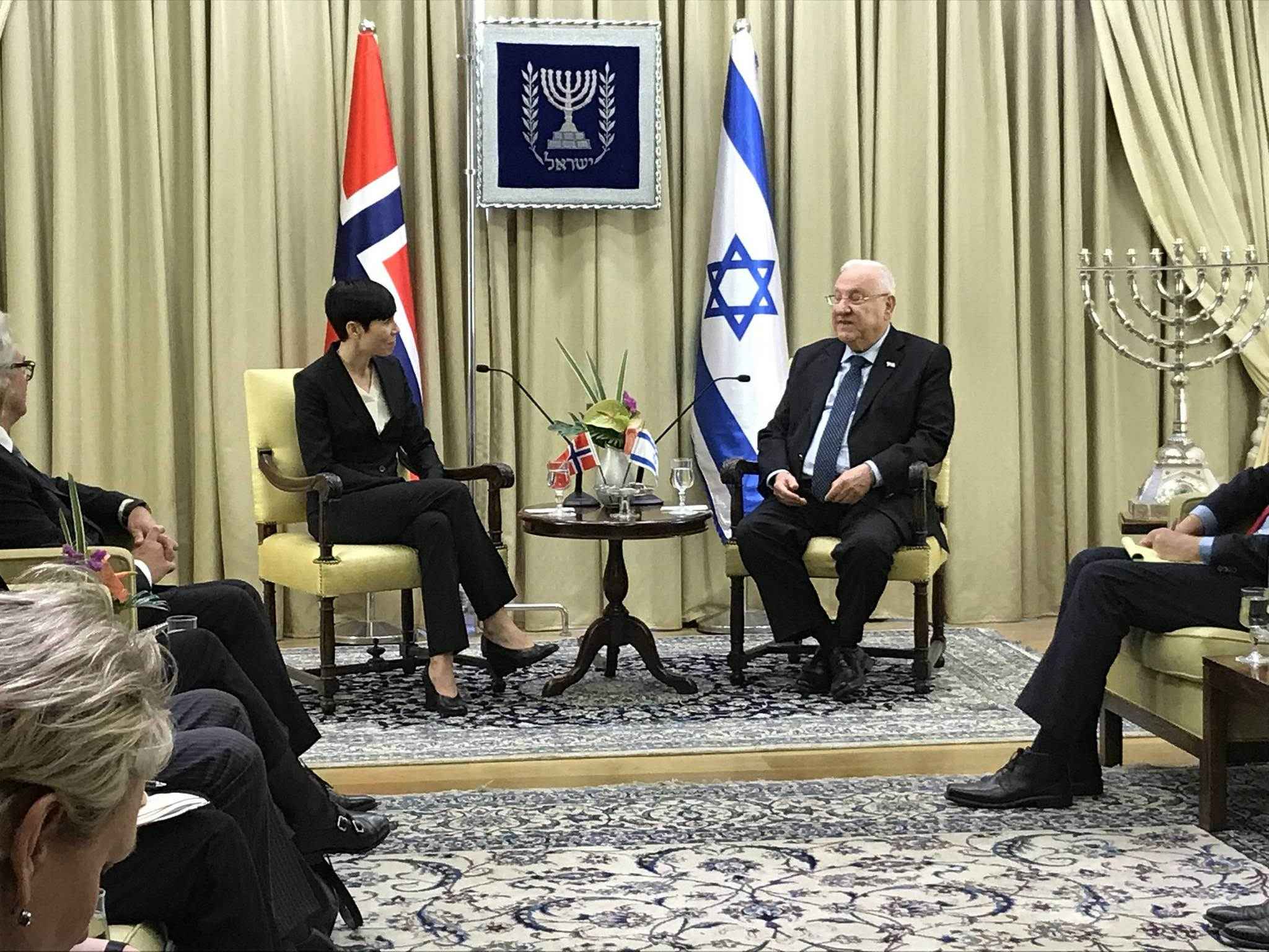 Utenriksministeren møtte Israels president Reuven Rivlin. (Foto: UD)