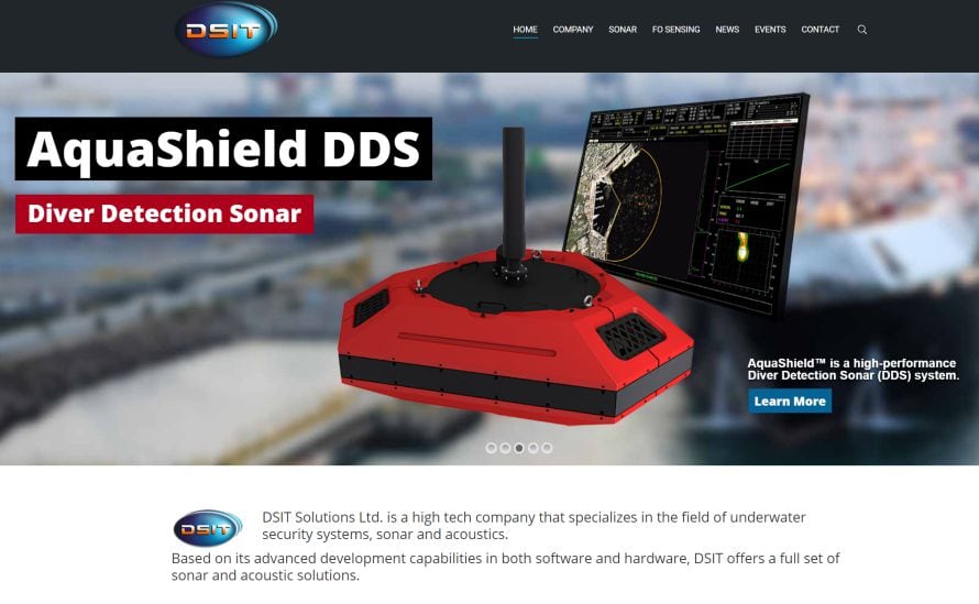 Sonarsystemet Aquashield fra det israelske selskapet DSIT kan varsle om trusler under vann. (Skjermdump fra dsit.co.il).