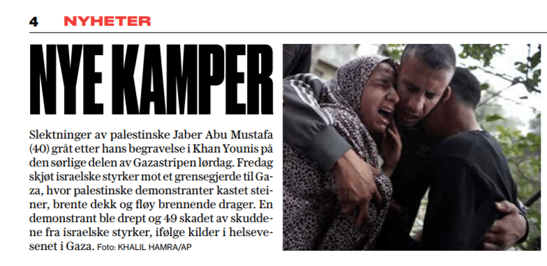 Eksempel på at branndragene er nevnt i papiravisen til VG. (Faksmile)