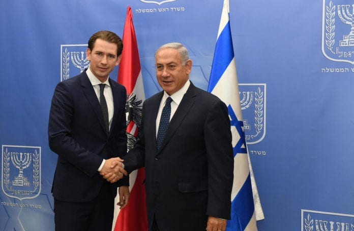 Kurz og Netanyahu Under sitt besøk i Israel traff Sebastian Kurz blant andre Benjamin Netanyahu. (Foto: Haim Zach/Flickr)