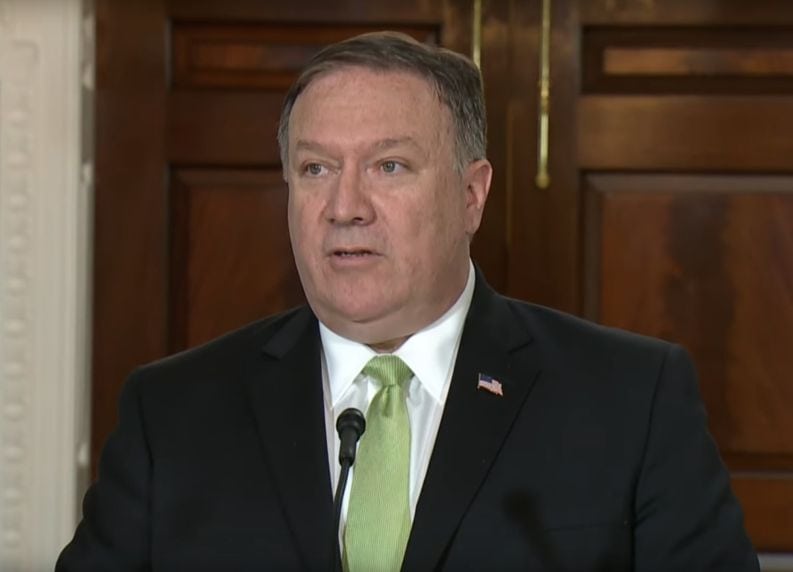 USAs utenriksminister Mike Pompeo. (Skjermdump fra Youtube)