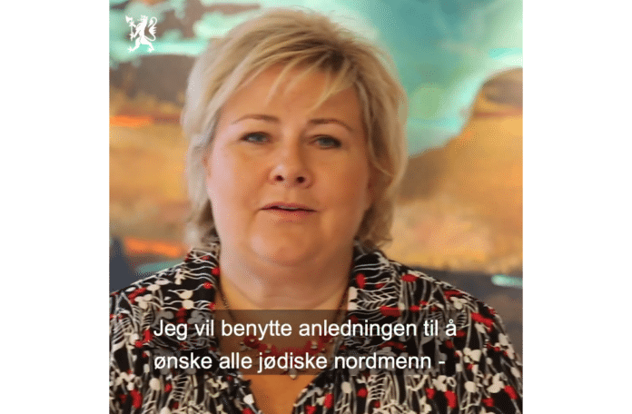 Statsminister Erna Solberg ønsker alle jødiske venner godt nytt år. (Skjermdump fra Facebook-siden til statsministerens kontor) Statsminister Erna Solberg ønsker alle jødiske venner godt nytt år. (Skjermdump fra Facebook-siden til statsministerens kontor)