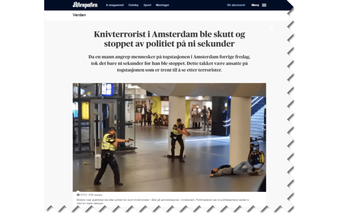 Aftenposten_faksimile Takket være en israelsk antiterror-metode ble et angrep stanset på få sekunder. (Foto: Faksimile Aftenposten)