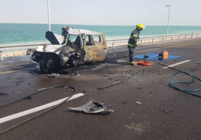 431146 Åtte personer omkom da bilen de satt i begynte å brenne etter en frontkollisjon nær Dødehavet. (Foto: Magen David Adom)