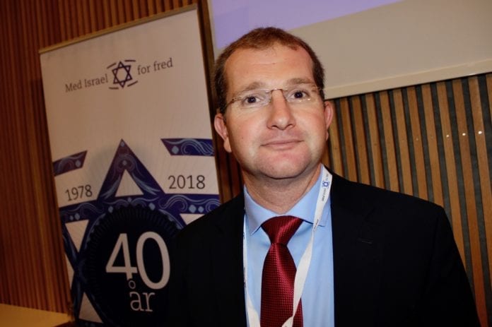 Shaun Sacks Forsker Shaun Sacks i NGO Monitor forklarte på MIFF Forum hvordan norske bistandspenger misbrukes mot Israel. (Foto: Bjarte Bjellås)