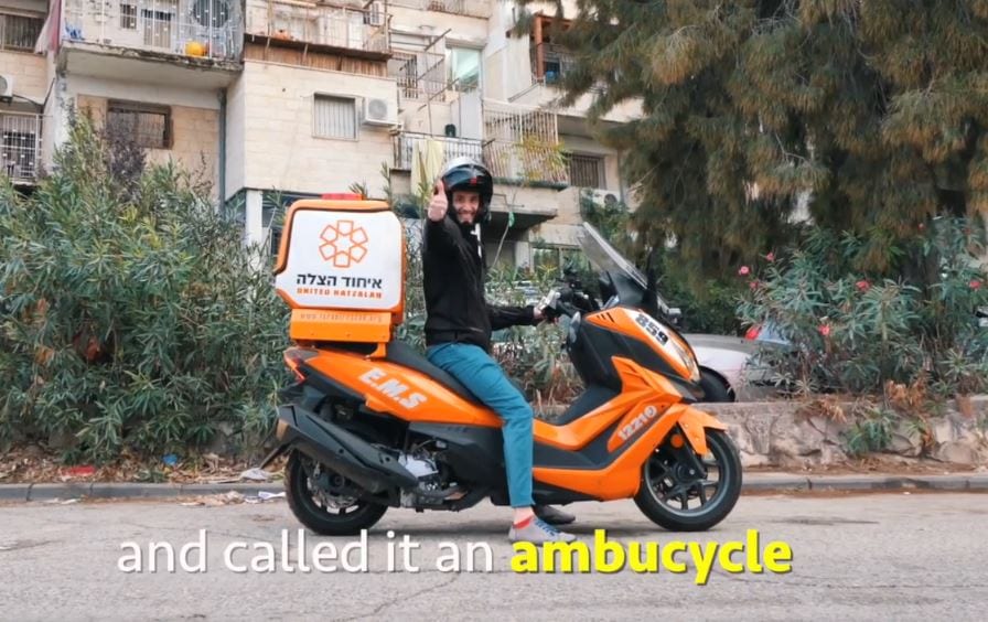 Dette er en såkalt "ambusykkel". (Foto: United Hatzalah)