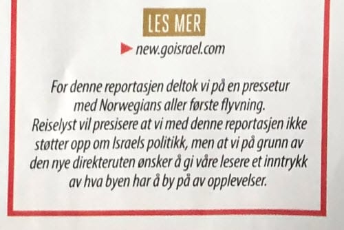 Faksmile fra side 40 i Magasinet Reiselyst desember 2018.