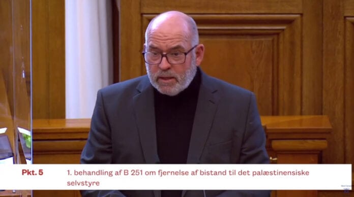 Søren Espersen fra Dansk Folkeparti henviste til MIFF-informasjon på Folketingets talerstol 5. mai 2021. (Skjermdump fra ft.dk) Søren Espersen