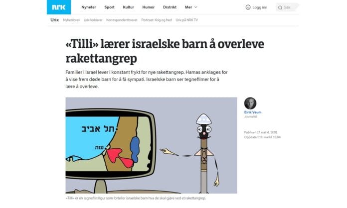 Da NRK laget en artikkel som beskrev redselen hos israelere for rakettene til Hamas førte det til mange klager til Kringkastingsrådet. (Skjermdump fra nrk.no)